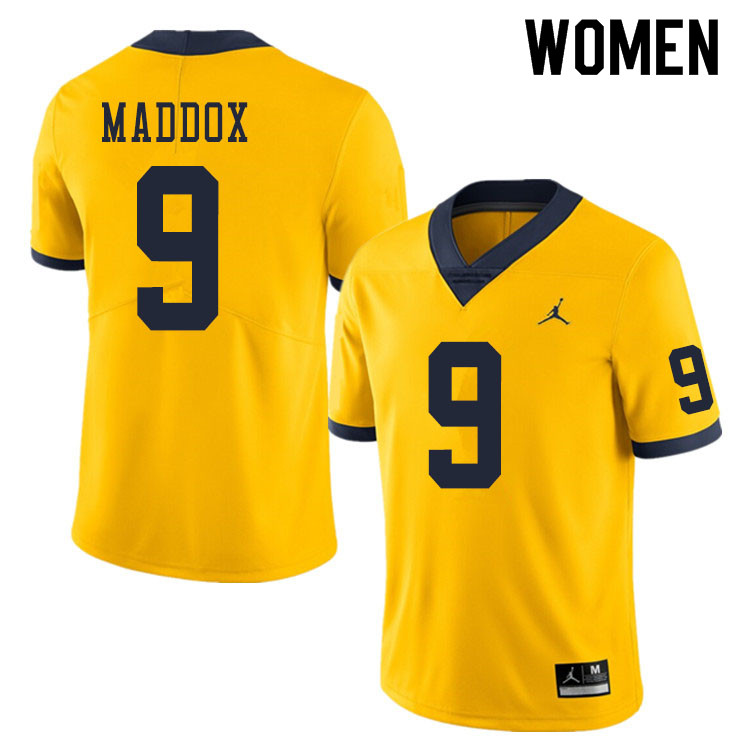 Women #9 Andy Maddox Michigan Wolverines College Football Jerseys Sale-Yellow